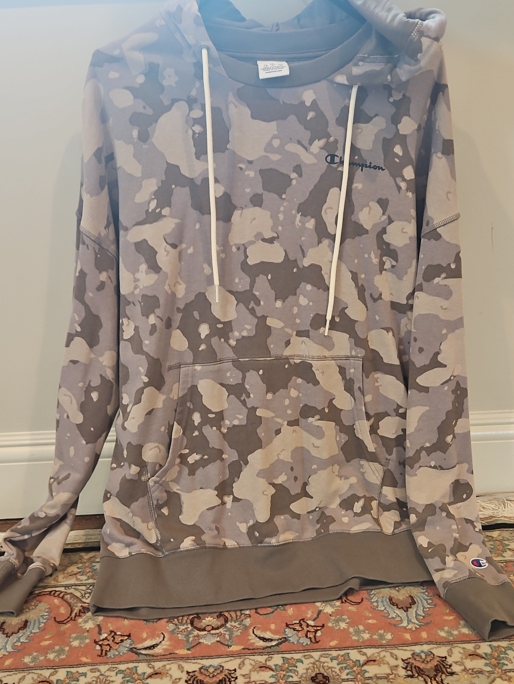 Champion Men's Camo Hoodie in Taupe and Light Gray